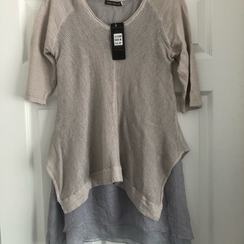 Layered 3/4 Sleeve Knit Tunic